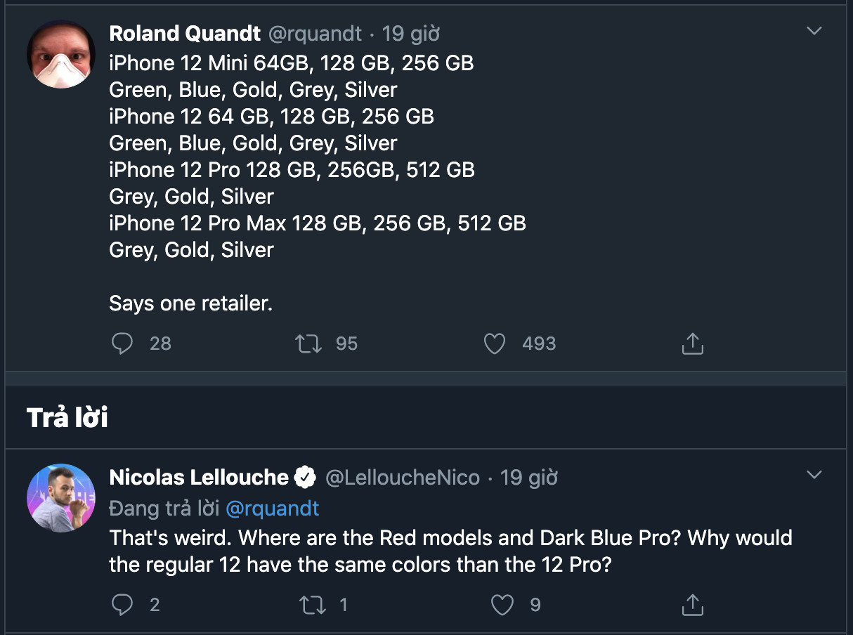 Các phiên bản màu sắc và bộ nhớ iPhone 12 series lộ diện trước thềm ra mắt